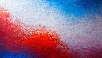 Naklejka premium Vivid Abstract Expression: Dynamic Brushstrokes of Red, White, and Blue on Canvas, Evoking a Sense of Movement and Energy. USA Flag Colors Patriotic Banner with Copy Space