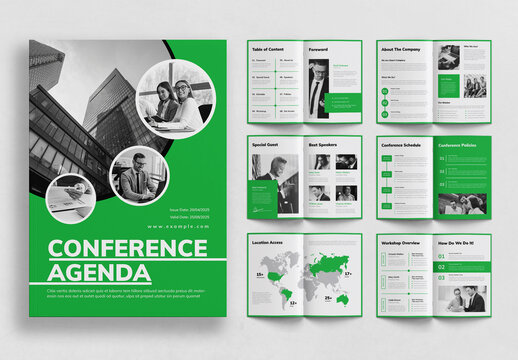 Conference Agenda Template Brochure Layout Design
