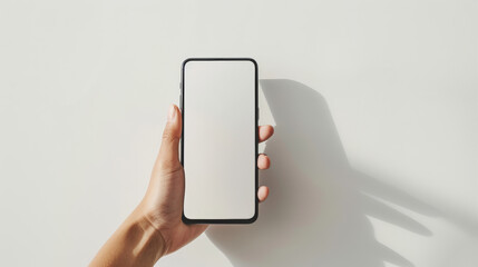 hand holding mobile phone, screen mockup