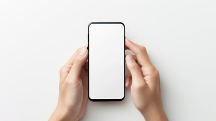 hand holding smart phone, mockup, empty screen