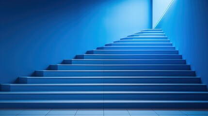 Fototapeta premium Blue Staircase Graphic Design: A Symbol of Progress and Minimalism ladder of success work progress