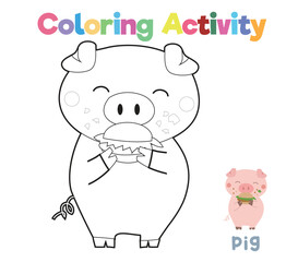 Coloring worksheet page. Coloring animal activity page. Educational printable coloring worksheet. Practicing fine motoric skills for children