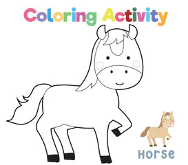 Coloring worksheet page. Coloring animal activity page. Educational printable coloring worksheet. Practicing fine motoric skills for children