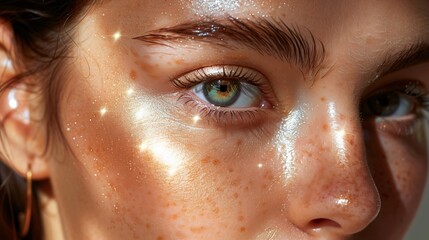 Close up of radiant skin treated with a vitamin infused facial oil the smooth and glowing surface showcasing the benefits of deep nourishment and care