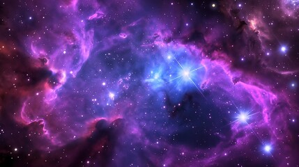 abstract blue purple and pink colored spiral swirls universe nebula clouds in space, with starry night cosmos galactic sky. wallpaper background	