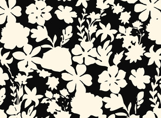 Flowers seamless pattern. vector illustration. Abstract flowers, floral vector with leaves