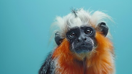 Fototapeta premium Surreal of Thoughtful Tamarin Monkey with Gentle Expression