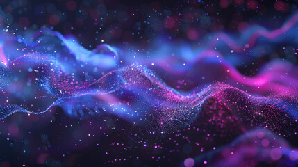 Fototapeta premium purple and blue particles as sound wave, abstract background