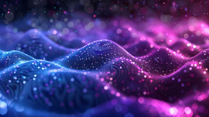purple and blue particles as sound wave, abstract background
