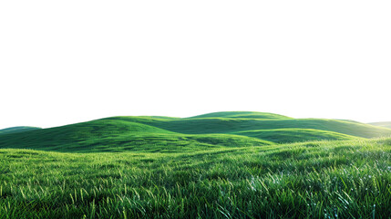 Panoramic green hills isolated on transparent background. 