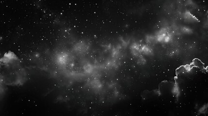 Fototapeta premium abstract black and white universe nebula clouds in space, with starry night cosmos galactic sky. wallpaper background 
