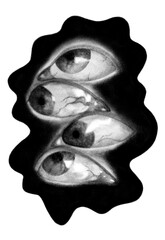 Eyes chalk illustration isolated on white background