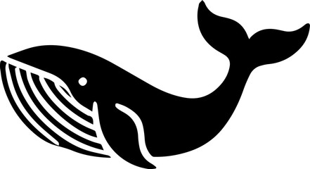 Fototapeta premium Vector illustration of a black and white whale icon, suitable for marine life themes and ocean-related designs.