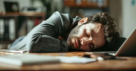 Overworked Exhausted Businessman sleeping