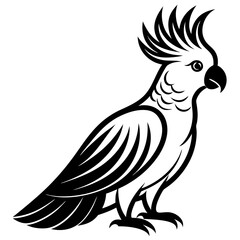  Elegant Single Cockatoo Vector Silhouette Line Art Illustration Design.