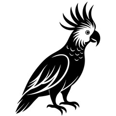  Elegant Single Cockatoo Vector Silhouette Line Art Illustration Design.