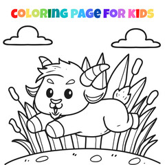 Outline coloring page of cute goat vector illustration