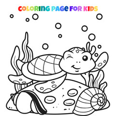 Outline coloring page of cute turtle vector illustration
