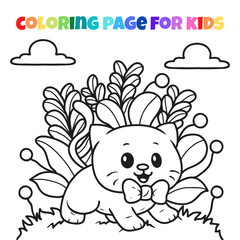 Outline coloring page of cute cat vector illustration