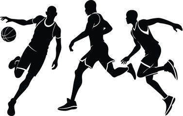 Basketball silhouettes, set of Basketball players silhouette vector