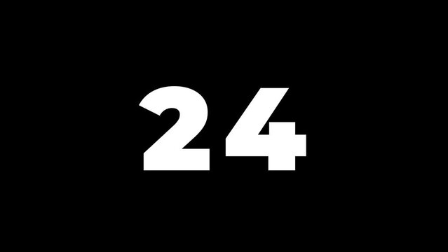 30 Seconds Countdown, White number on Black background, minimalist numbers