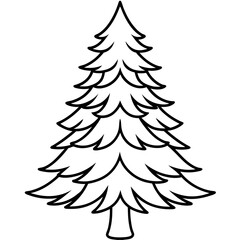 Obraz premium pine tree outline coloring book page line art illustration digital drawing