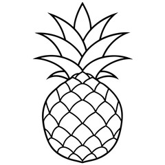 Obraz premium pineapple outline coloring book page line art illustration digital drawing