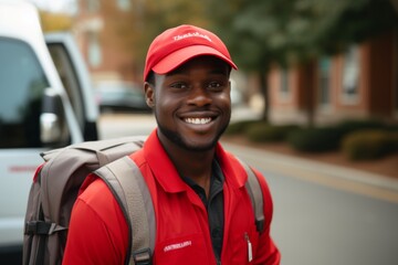 Portrait of a smiling African American delivery man