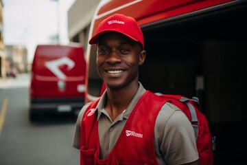 Portrait of a smiling African American delivery man