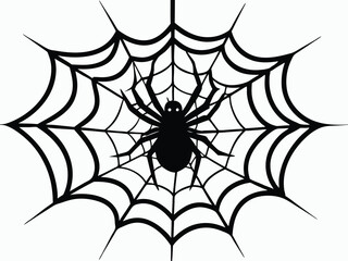 Spider and Web Silhouette Design