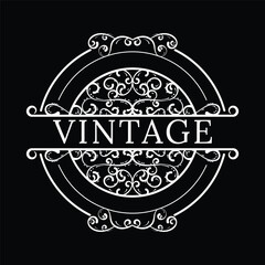 Antique Frame Logo vector, Suitable for beverage packaging labels, with gold color.