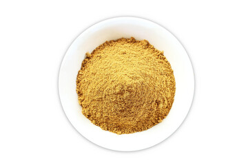all purpose garlic,onion,ginger spice mix ground powder for vegetarian or non vegetarian cooking,top view,cutout in transparent background,png format