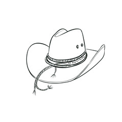 Cowboy hat line art isolated on white background