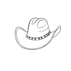 Cowboy hat line art isolated on white background