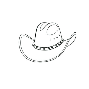 recommend clip art: Cowboy hat line art isolated on white background