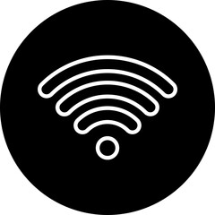 Wifi Vector Line White Circle Black