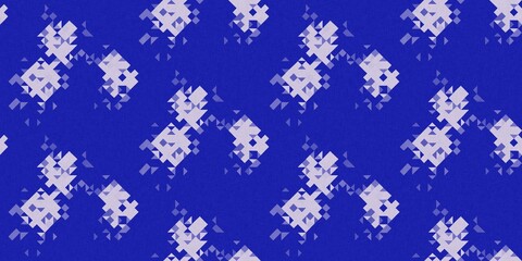 Faded electric blue glitch geo washed effect seamless border. Indigo dye grungy blotched distress abstract banner texture repeat