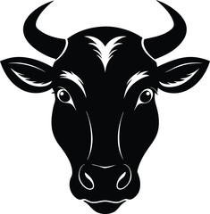 Cow head vector silhouette, Vector of cow head design, Cow silhouette design
