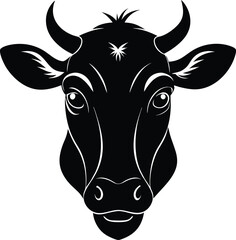 Cow head vector silhouette, Vector of cow head design, Cow silhouette design
