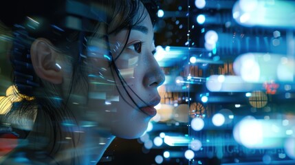 Naklejka premium Woman futuristic digital eye