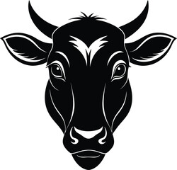 Cow head vector silhouette, Vector of cow head design, Cow silhouette design
