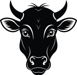 Cow head vector silhouette, Vector of cow head design, Cow silhouette design
