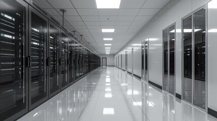 Fototapeta premium Modern Data Center Corridor