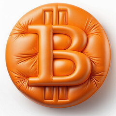 Puffy Leather Orange Bitcoin Pillow