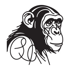 a single line sillahoutte chimpanzees
