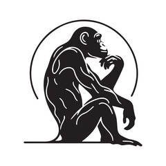 a single line sillahoutte chimpanzees