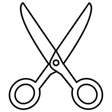 black scissors cutting, simple outline clip art preview