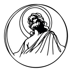 One continuous line drawing, Jesus Christ is risten. Easter. Vector