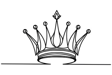 Crown one line, vector illustartion