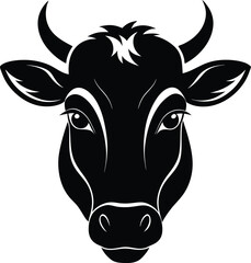 Cow head silhouette vector,  isolated black silhouette of a cow head collection